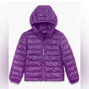 Primary hooded water repellant purple jelly puffer coat lightweight size 2